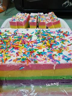 Foto resep Rainbow cake steam putih telor