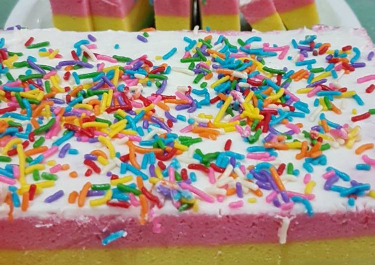 Bumbu Menyiapkan Rainbow cake steam putih telor Anti Gagal