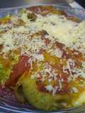 Crepes verdes relleno de jamón y queso