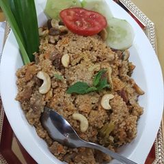 Kuthiraivali mutton and brocolli biriyani A picture of Kuthiraivali mutton and brocolli biriyani.