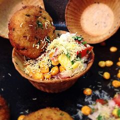 A picture of Potato Coins Katori Chaat.