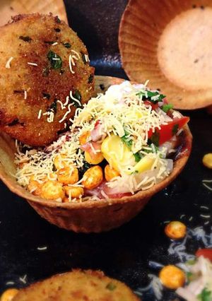 A picture of Potato Coins Katori Chaat.