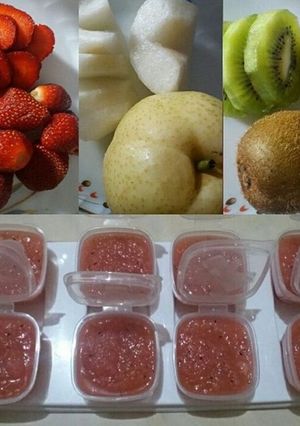 Foto resep Pear + Strawberry + Kiwi MPASI