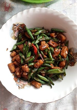 Foto resep Tumis kacang panjang + tempe simple 😋