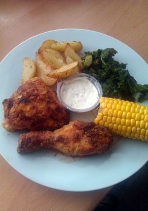 A picture of Vickys Oven-Fried Chicken, GF DF EF SF NF.
