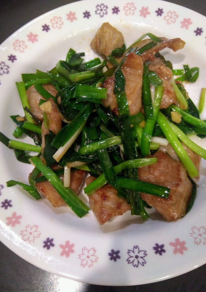 韭菜松阪肉（低醣生酮餐）（家常菜）（便當菜）（簡單料理）（下酒菜） 的食譜成品照片