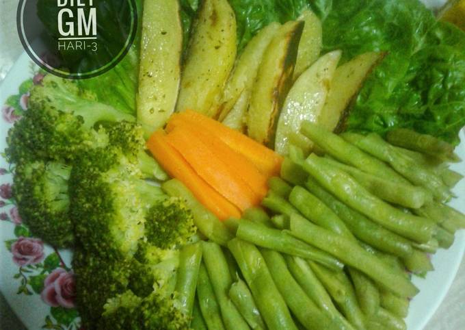 Sayuran kukus with potato wedges (Diet GM-3) Pagi