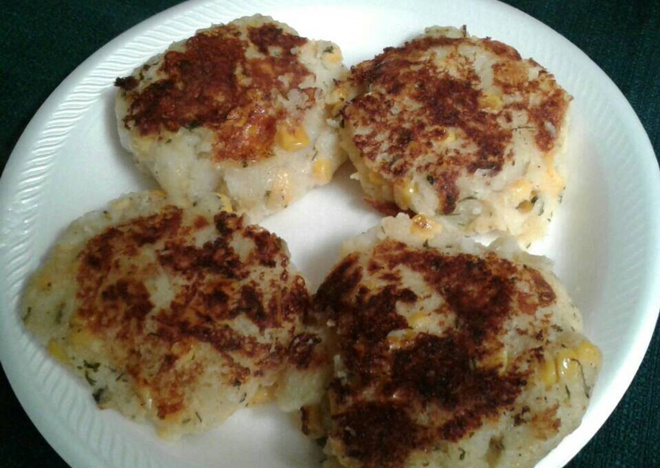 Pan fried corn potato cakes