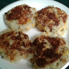 A picture of Pan fried corn potato cakes.