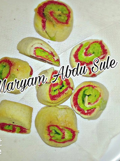 A picture of Homemade Multi-colored cookies.