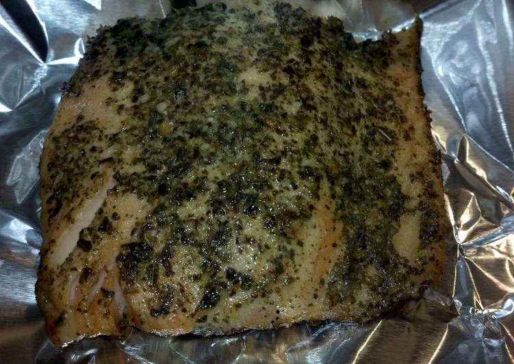 Grilled Garlic Basil Rubbed Salmon