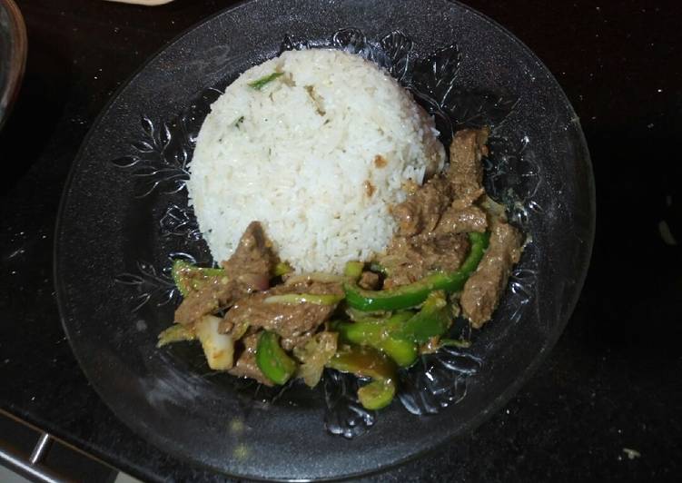 Recipe of Quick Ginsoy beef and chilli 😋