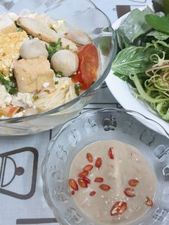Hình của món Bún riêu chay.