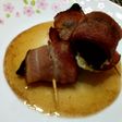 Bacon Wrapped Plum And Cheese With Sherry Vineger Honey Sauce