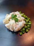 Branzino al mojito con piselli alla menta glaciale
