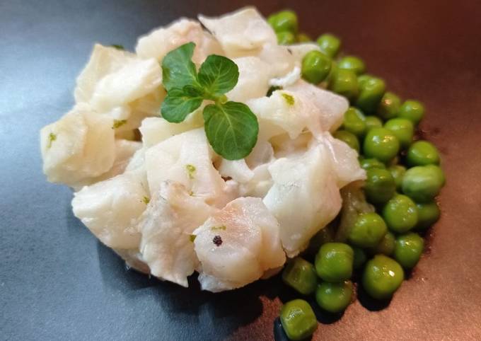 Branzino al mojito con piselli alla menta glaciale