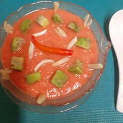 A picture of Chipotle Gazpacho Soup -- Trendsetter For Hot Summers.