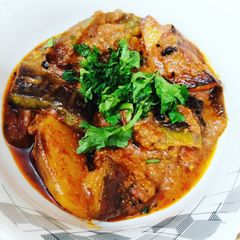 A picture of Spicy Potato Eggplant or Baingan Aloo Masala.