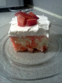A picture of Strawberry Jello/Poke Cake.