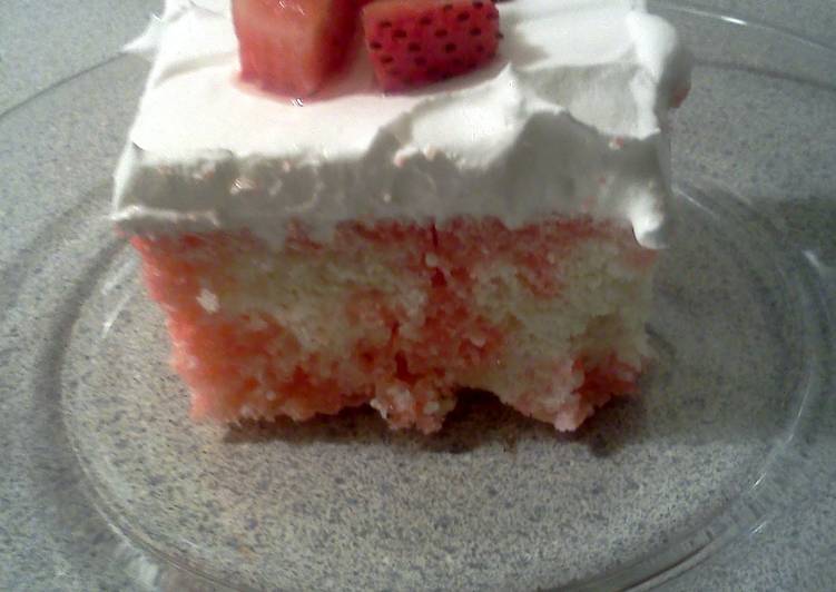 Steps to Prepare Any-night-of-the-week Strawberry Jello/Poke Cake