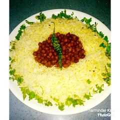 A picture of Black Chana with Rice.