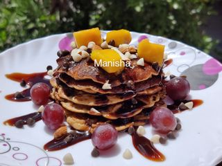Millets Fruits Choco-chips pancakes 🥞(5min Dish)