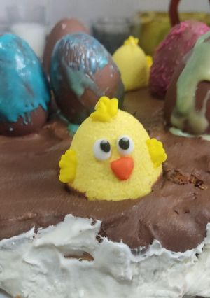 Una foto de Mona con huevos chocolate