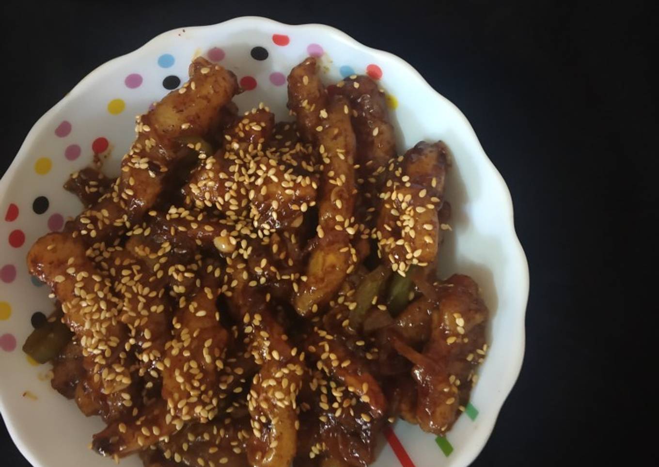 Honey chilli potato