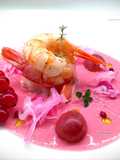 Gamberi con salsa di lamponi