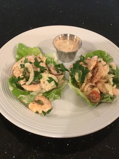 A picture of Shrimp and Cucumber Salad Lettece Wraps.