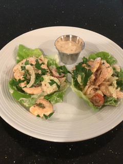 A picture of Shrimp and Cucumber Salad Lettece Wraps.