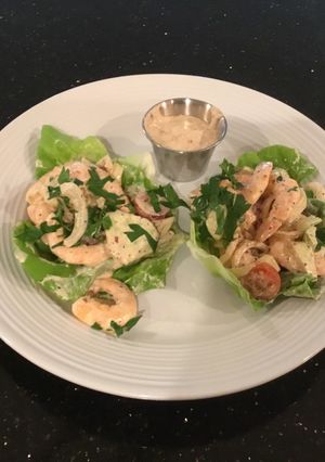 A picture of Shrimp and Cucumber Salad Lettece Wraps.