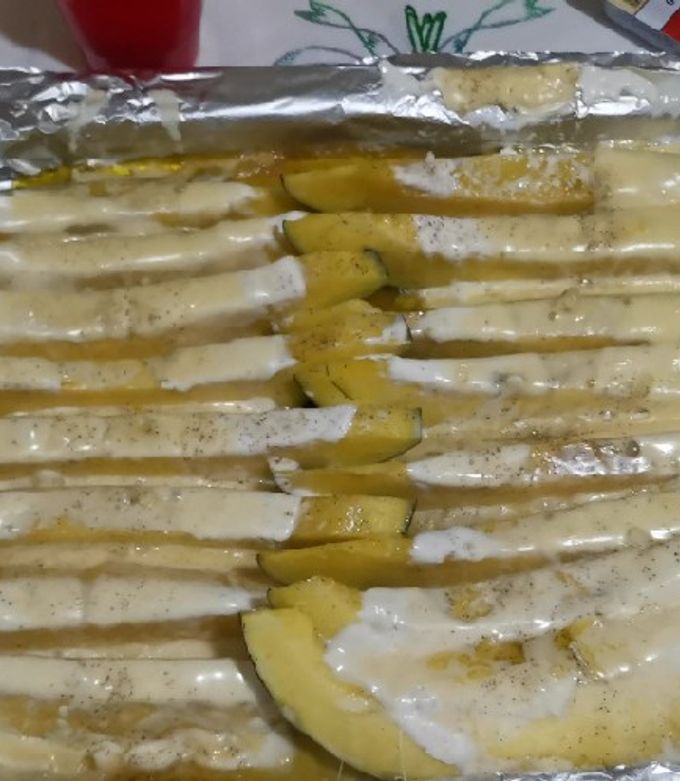 Una foto de Calabaza al horno con tres quesos