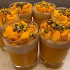 A picture of Mango vanilla panna cotta.