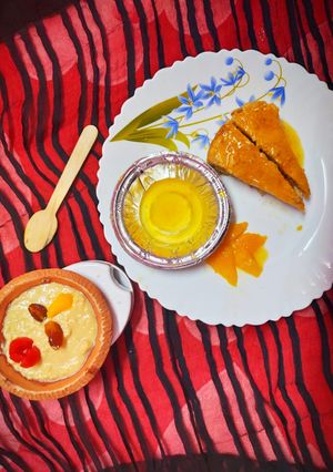 A picture of 3-Layered Mango Tart.