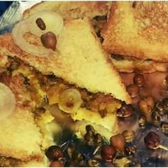 A picture of Masala mixed sprout sandwich.
