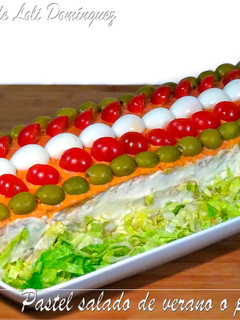 Una foto de Pastel salado de verano o pastel frio, "Sandwichón"