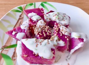 Hình của món 🌱 Bánh Chuối Hấp Khoai Lang Tím (Vegan).