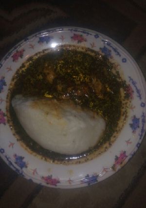 A picture of Tuwon shinkafa miyan xoqala busashshe.