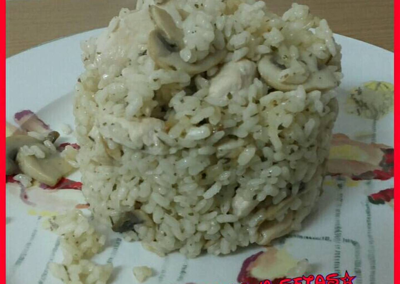 Arroz con pollo y setas