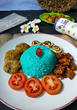 Foto resep 411. Nasi Liwet Bunga Telang FiberCreme