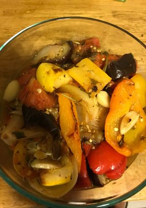 A picture of Ratatouille with Oven Roasted Veggies.