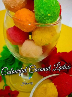 A picture of Colourful Coconut Ladoo.