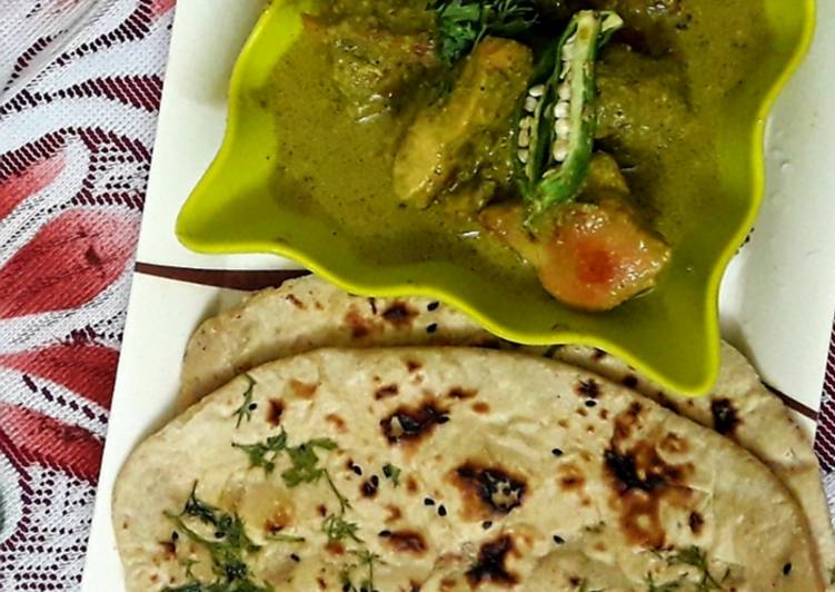 Green chiken afghani with butter nan