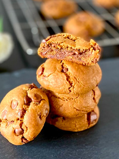A picture of Soft and chewy chocolate chip cookies.