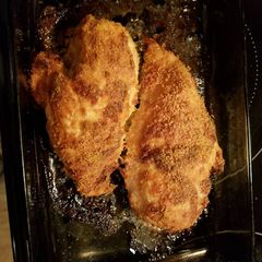 A picture of Easy parm encrusted chicken breast.