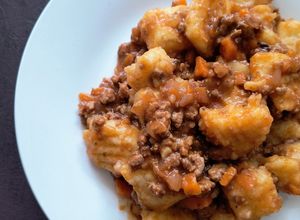Una foto de Ñoquis a la boloñesa sin gluten