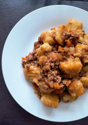 Una foto de Ñoquis a la boloñesa sin gluten