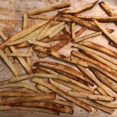A picture of Oven Baked Homemade Crispy French Fries.