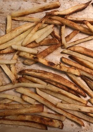 A picture of Oven Baked Homemade Crispy French Fries.